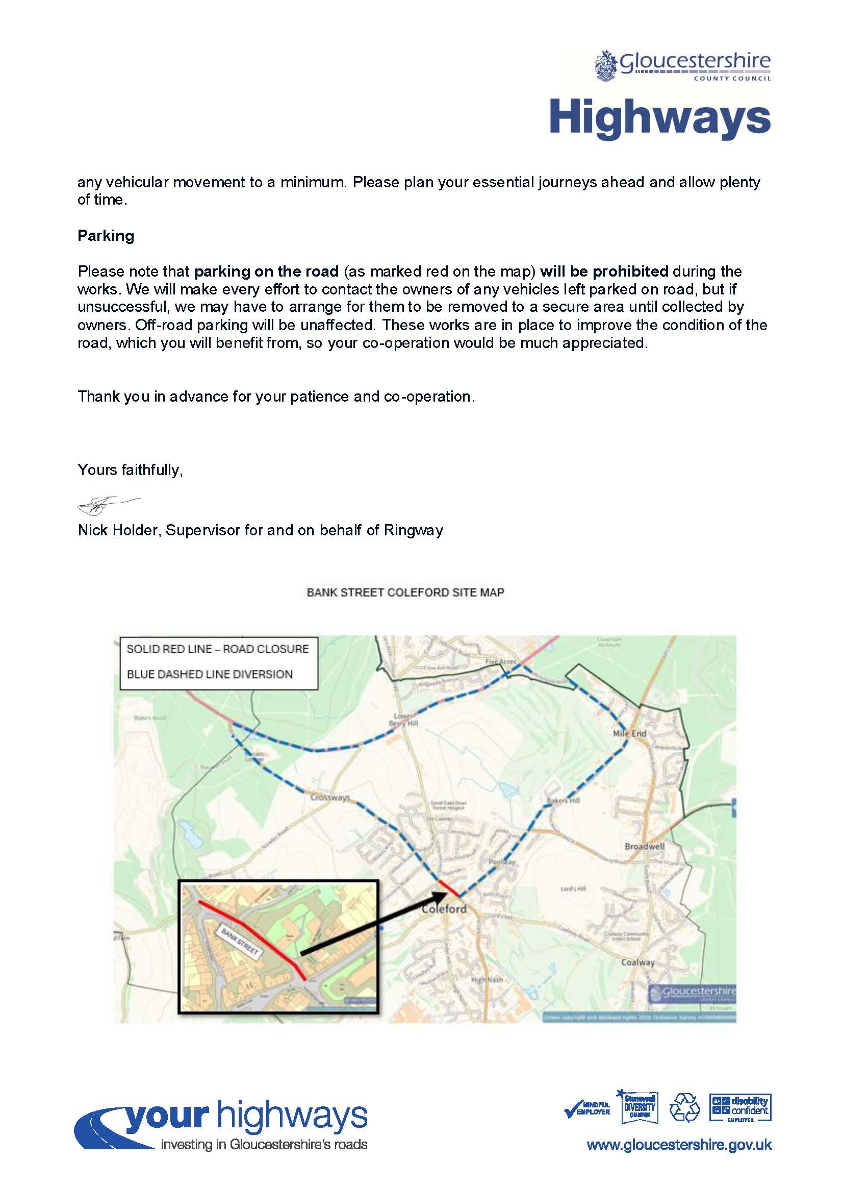 Night road works - carriageway patching to Bank Street, Coleford - 2nd September 2026 19:00 - 7:00 (Page 2) www.gloucestershire.gov.uk